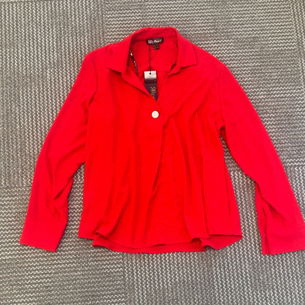 Renuar Red Button-Front Blouse